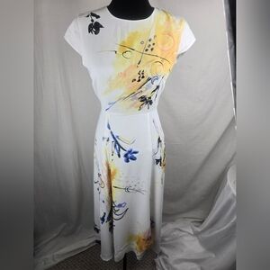 Aritzia Babaton Elegant Floral Print Open Back Midi Dress Sz 0